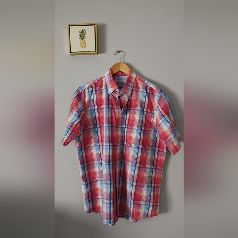 Shirt Plaid Men's Jos A Bank   Buttons Down  L New Without Tags Buttons Front